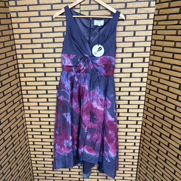 Neiman Marcus Lela Rose For Target Purple And Blue Watercolor‎ Dress Size 8 - Picture 1 of 12